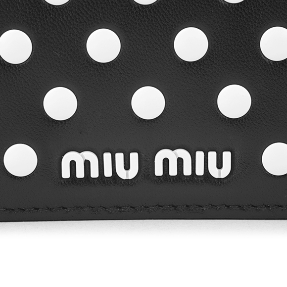 Miu Miu Bifold Wallet Dot Studs Black White - Picture 9 of 9